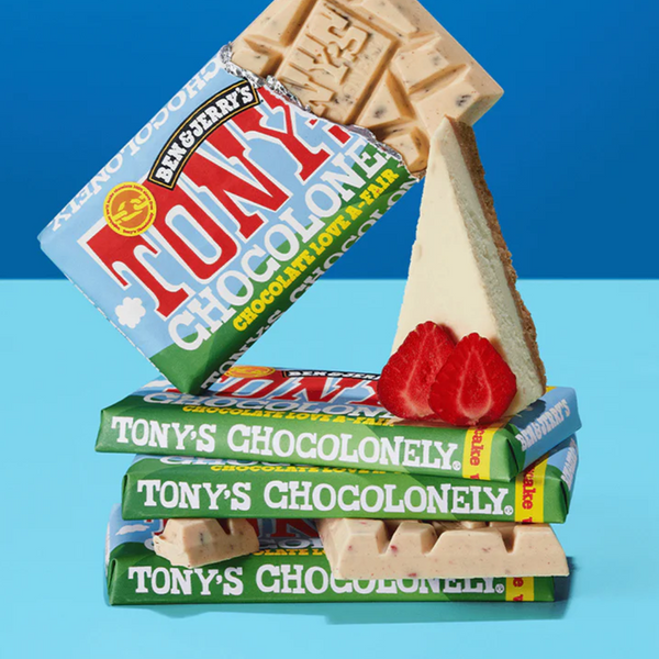 Tony's Chocolonely X Ben Jerry's 180g White Chocolate Strawberry Cheesecake