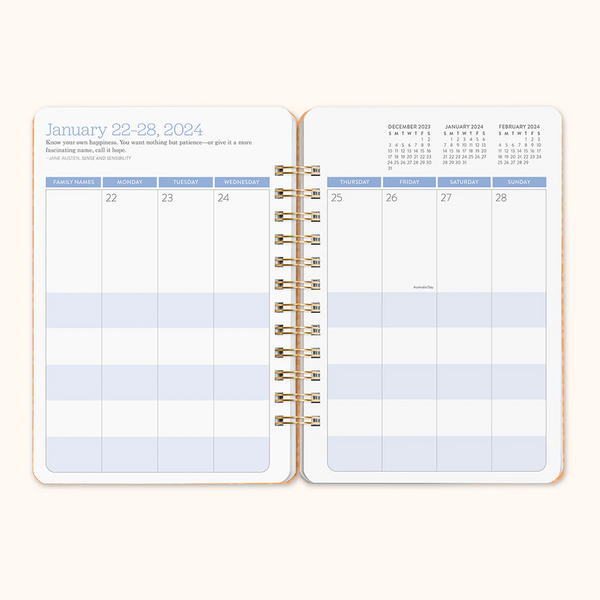 Orange Circle 2024 Do It All Planner Coral Grid