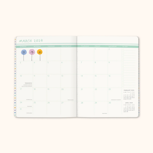 Orange Circle 2024 Just Right Monthly Planner Dotted Palms
