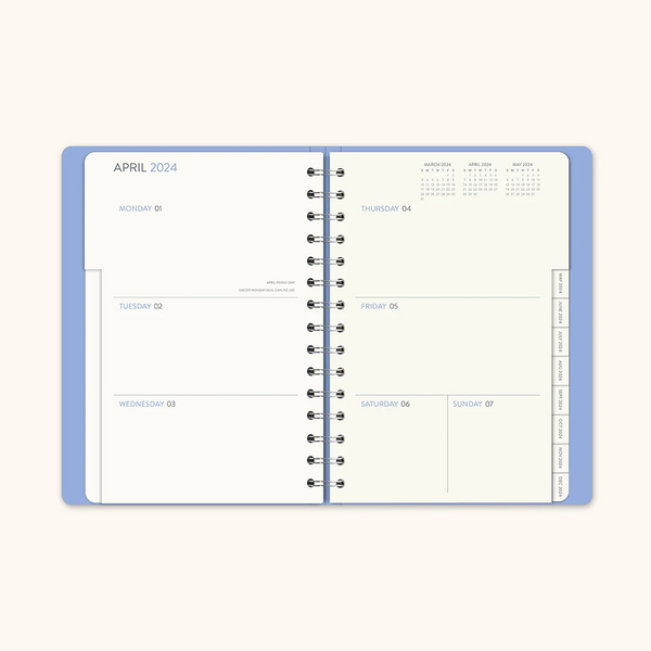 Orange Circle 2024 Ondine Tabbed Planner Dotted Palms