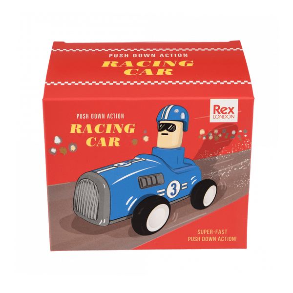 Rex Push Down Action Racing Car Blue