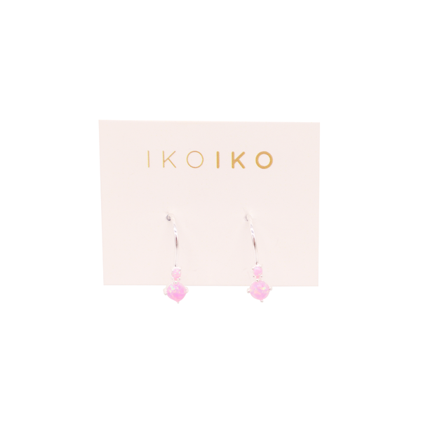 ibizaspeedcharter Earrings Duo Pink Opalite on Hook Silver