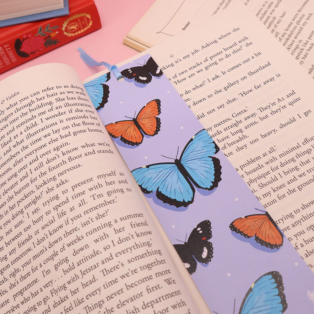 ibizaspeedcharter Double Sided Bookmark Butterfly Blue Orange