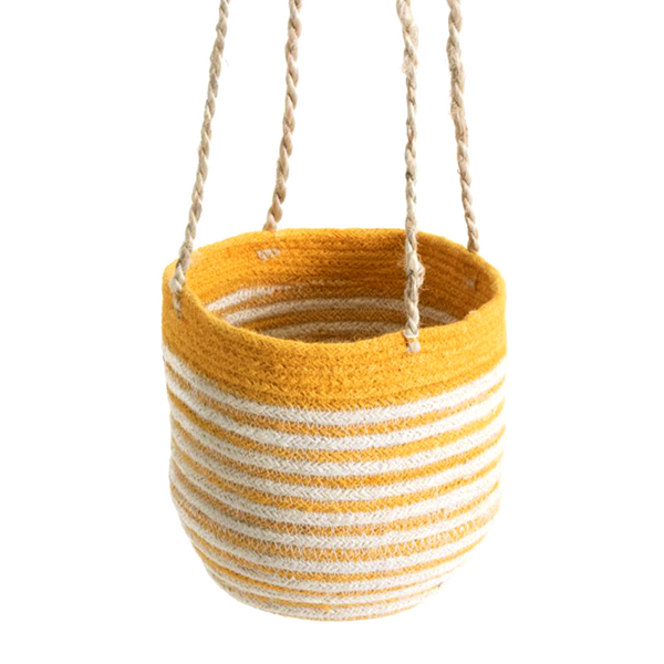 Striped Sika Hanging Basket Yellow White