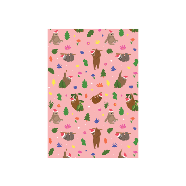 ibizaspeedcharter Christmas Card Animal Pattern Sloth Pink