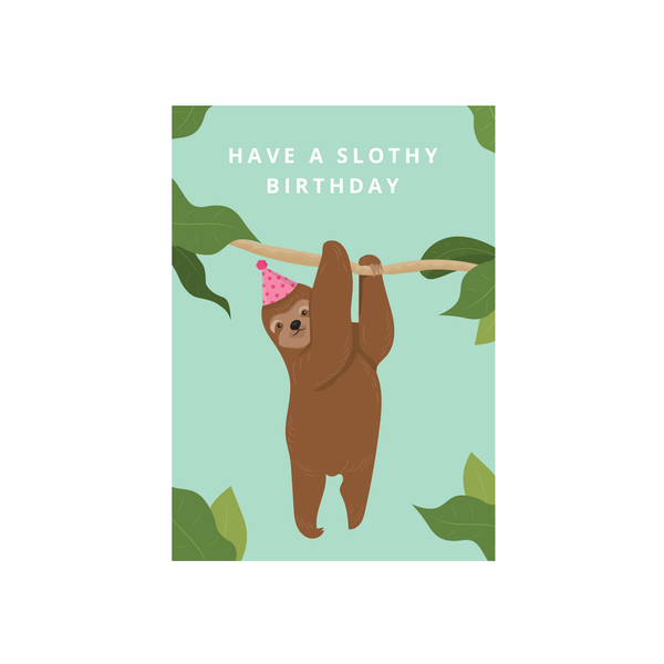 ibizaspeedcharter Cutie Animal Pun Card Birthday Sloth