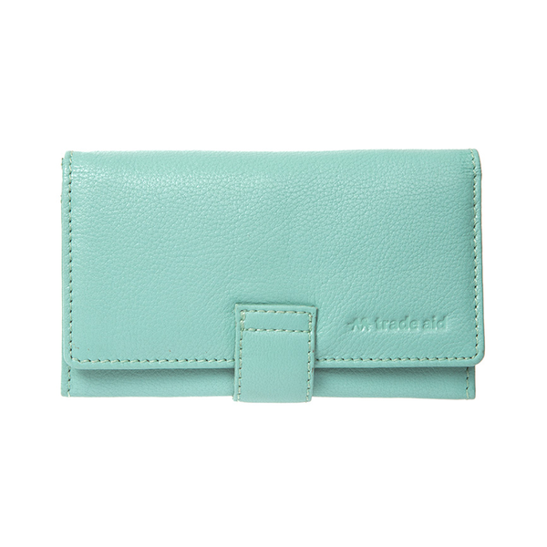 Trade Aid Leather Wallet Light Blue