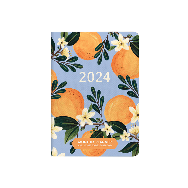 Orange Circle 2024 Monthly Pocket Planner Fruit and Flora