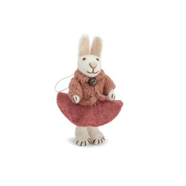 En Gry & Sif Fair Trade Felt Bunny with Rose Skirt and Jacket
