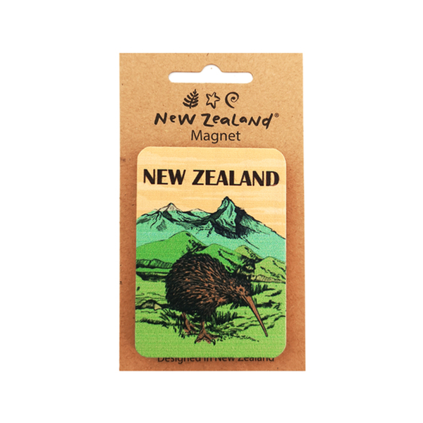 New Zealand Wooden Magnet Kiwi