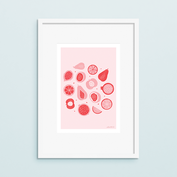 ibizaspeedcharter A4 Art Print Talula Fruits Pink