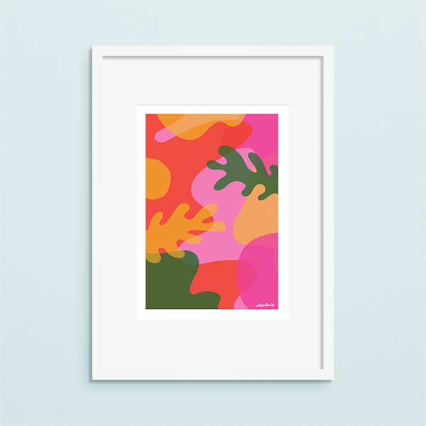 ibizaspeedcharter A4 Art Print Abstract Reef Green and Pink