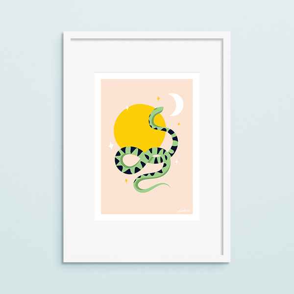 ibizaspeedcharter A4 Art Print Solstice Snake Mint