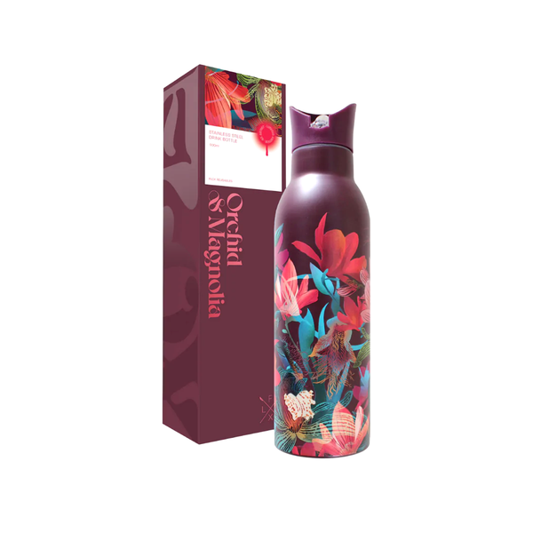 Flox Stainless Steel Drink Bottle 600ml Orchid and Magnolia