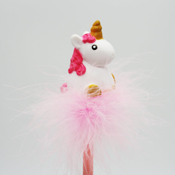 Unicorn Pen with Feathers