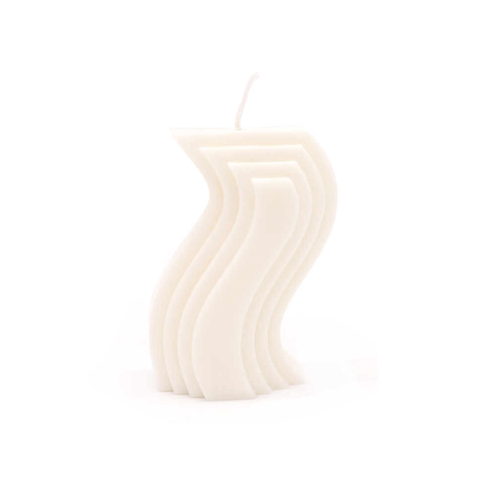 Haly Wavy Striped Candle White