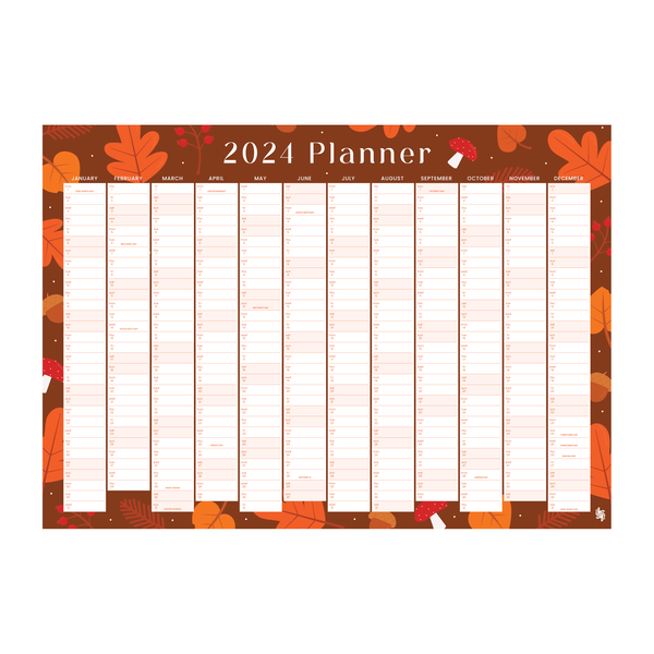 ibizaspeedcharter 2024 Wall Planner Autumnal Leaves