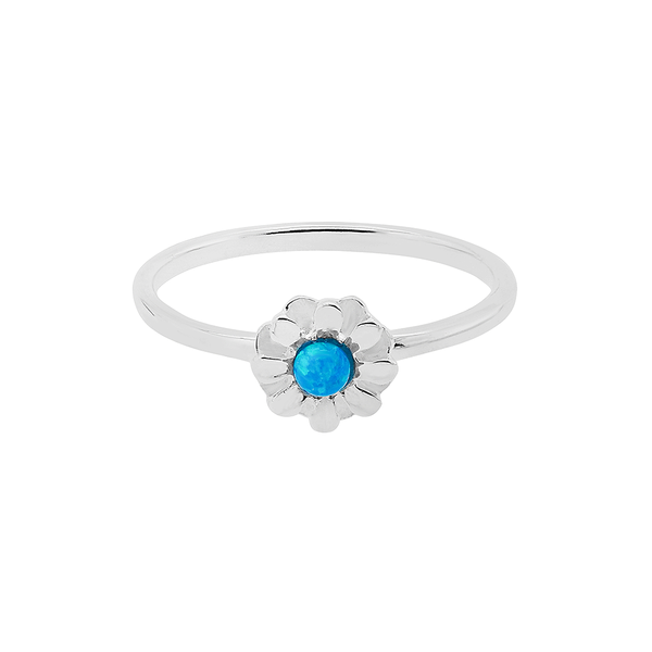 ibizaspeedcharter Ring Opalite Blue Opalite Flower Silver