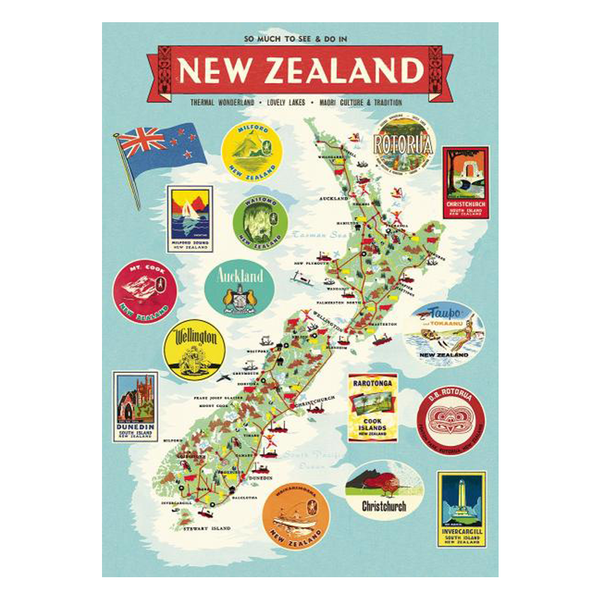 Cavallini Vintage Poster New Zealand Map 3