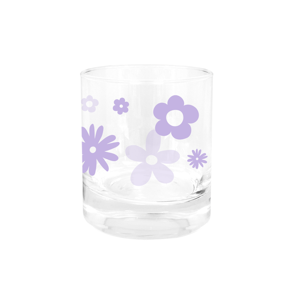 ibizaspeedcharter Glass Tumbler Daisies Purple