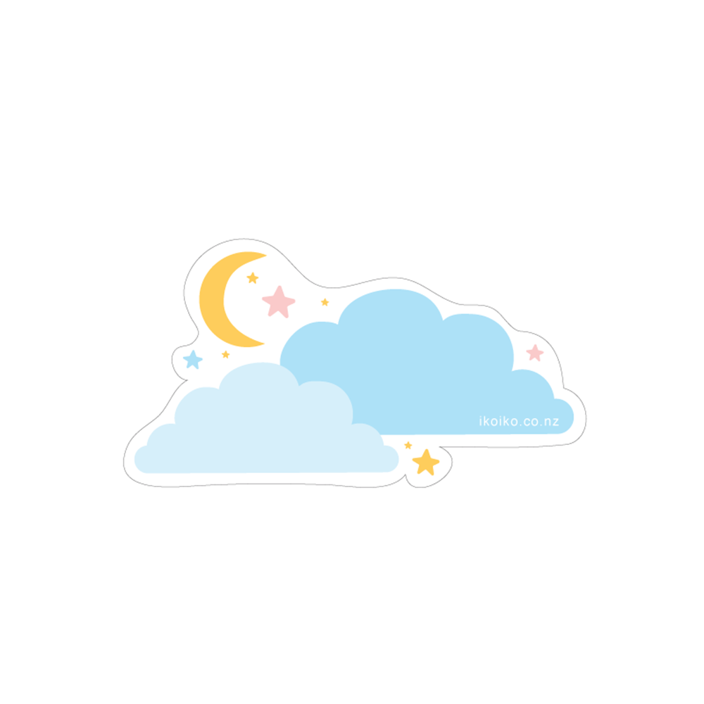 ibizaspeedcharter Fun Size Sticker Clouds and Moon