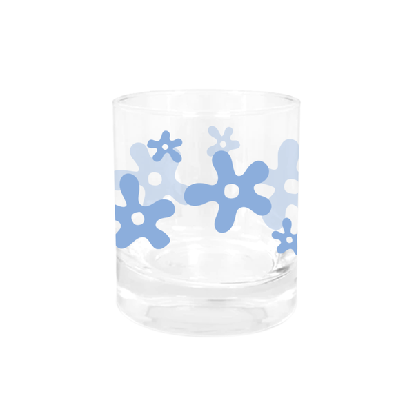 ibizaspeedcharter Glass Tumbler Flower Splat Cornflower Blue