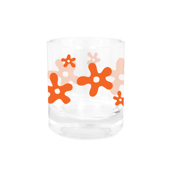 ibizaspeedcharter Glass Tumbler Flower Splat Orange