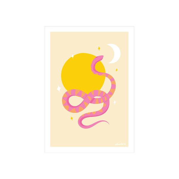 ibizaspeedcharter A4 Art Print Solstice Snake Pink