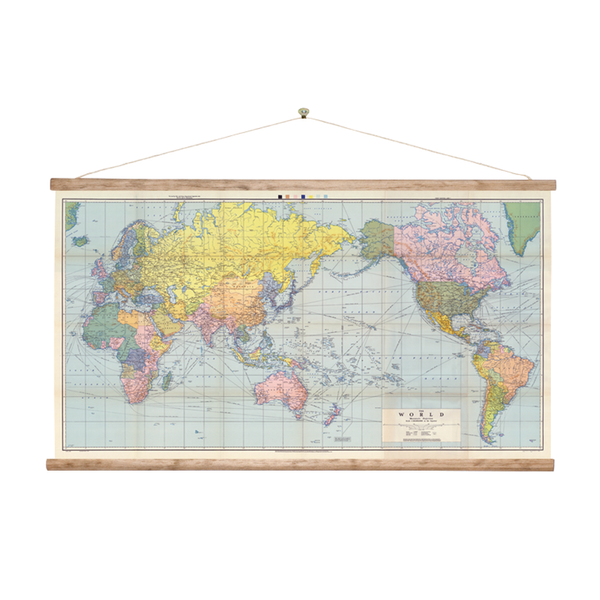 Retro Wall Chart Large World Map