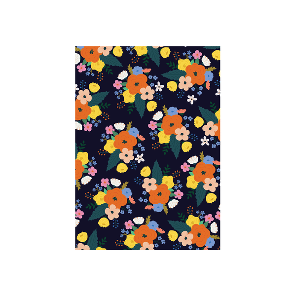 ibizaspeedcharter Floral Card Bright Bloom Dark Navy with Orange Flower
