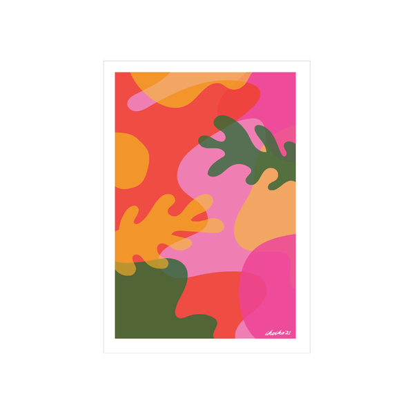 ibizaspeedcharter A4 Art Print Abstract Reef Green and Pink