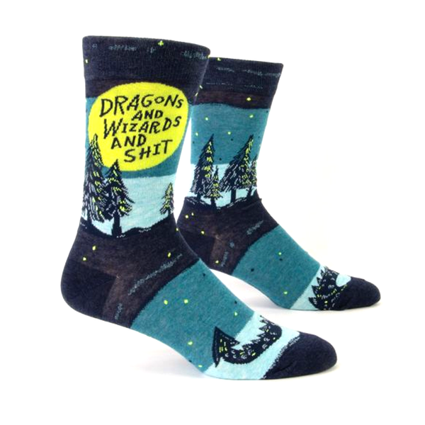 Blue Q Men's Socks Dragons and Wizards