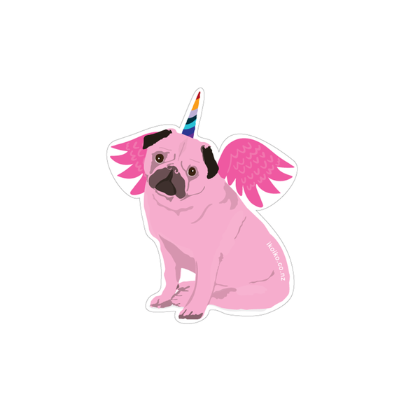 ibizaspeedcharter Fun Size Sticker Unicorn Pug