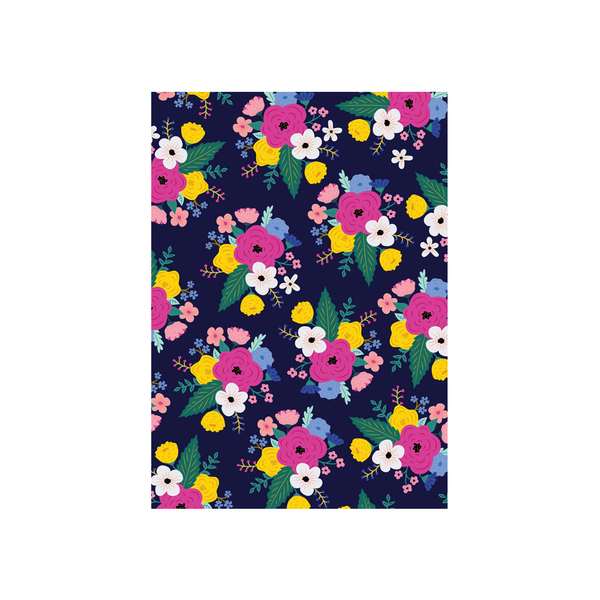 ibizaspeedcharter Floral Card Bright Bloom Navy with Bright Pink Flower