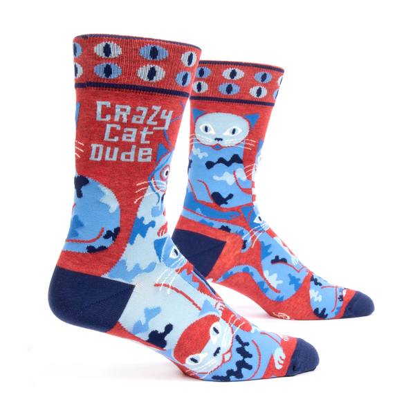 Blue Q Men's Socks Crazy Cat Dude