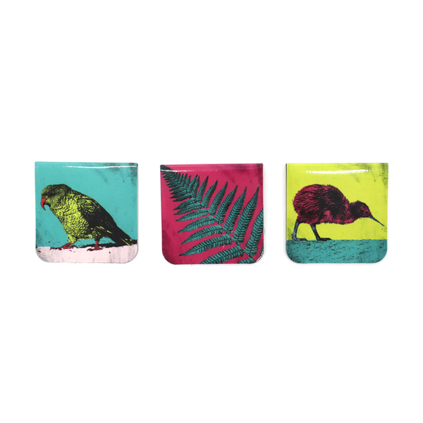 NZ Magnetic Bookmarks Set of Three Birds & Fern