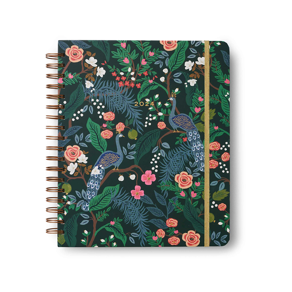 Rifle Paper Co 2024 Peacock 17 Month Hardcover Spiral Planner