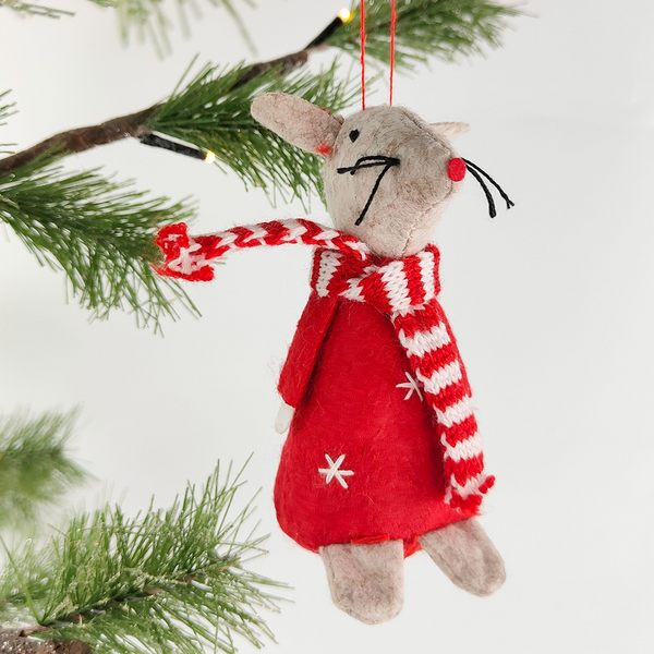Christmas Decoration Tomte Mouse Standing Decoration Red