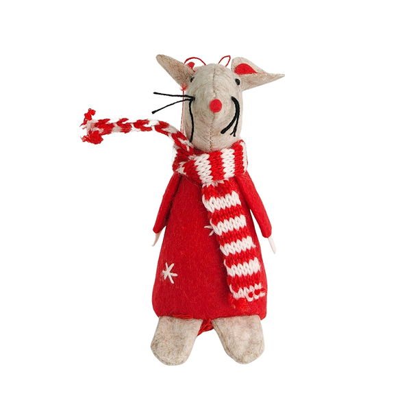 Christmas Decoration Tomte Mouse Standing Decoration Red