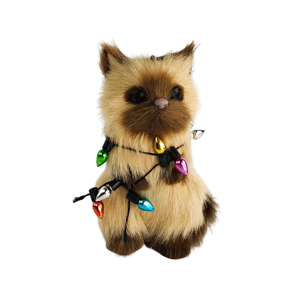 Christmas Decoration Cat with Lights Cream